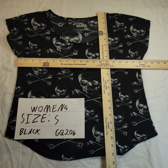 Social Misfits Casual Short Sleeve Crew Neck Graphic Shirt Womens Size S Black - Picture 4 of 7